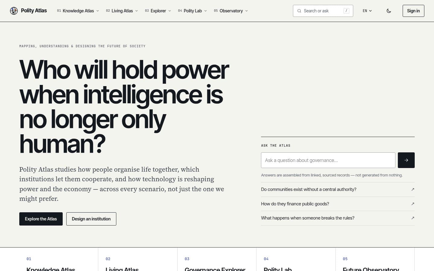 Screenshot of the Polity Atlas website